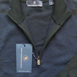 Hart Schaffner Marx quarter-zip sweater; 100% Merino Wool